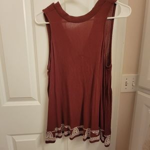 Red/clay blouse with buttoned neck back
